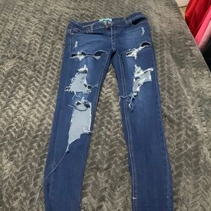 Distressed jeans, wax butt , size 5 good condition